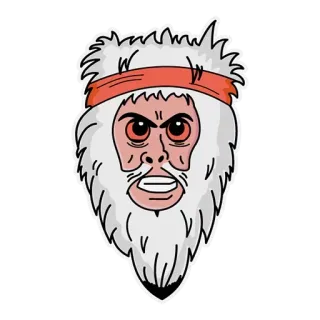 😕 โกรธ, หน้า, การ์ตูน, ที่คาดผม, ผมขาว, ตาสีแดง telegram sticker