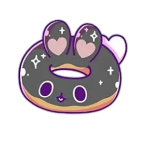 🍩 пончик, милый, каваий, еда, десерт, сладкий, сердечки, ушки telegram sticker