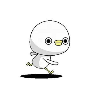⭐ 새, 만화, 귀여운, 달리기, 흰색, 동물 telegram sticker