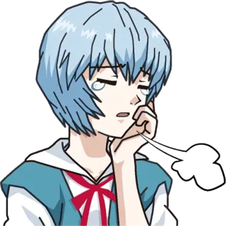 😰 Rei Ayanami Neon Genesis Evangelion anime, rei, ayanami, triste, manga, émotionnel telegram sticker