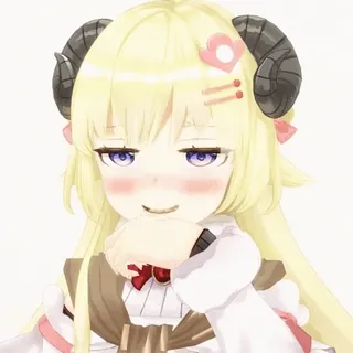 😈 Tsunomaki Watame Anime, VTuber, oveja, pelo rubio, ojos morados, cuernos, lindo telegram sticker
