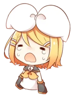 💭 Rin Kagamine Anime, Vocaloid, Kagamine Rin, Chibi, Lucu, Kawaii, Karakter telegram sticker