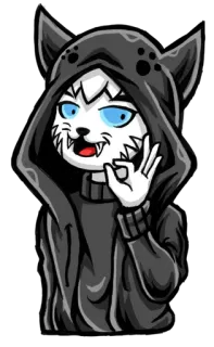 👌 кот, толстовка, персонаж, мультфильм, знак ок telegram sticker