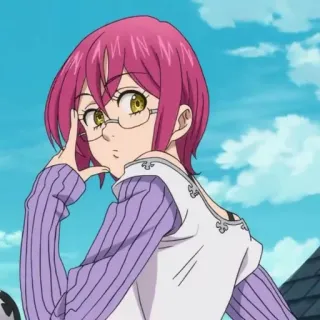 😉 Gowther Seven Deadly Sins Аниме, Манга, Гаутер, Семь Смертных Грехов, розовые волосы, очки, персонаж telegram sticker