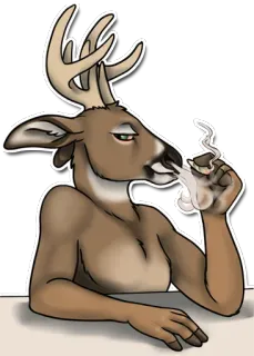 👷 rusa, binatang, merokok, ganja, linting, antropomorfik, kartun whatsapp sticker