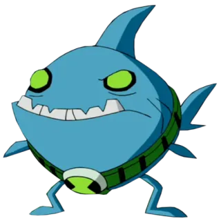 😵 Ripjaws Ben 10 мультфильм, Рипжо, Бен 10, рыба, инопланетянин, персонаж telegram sticker