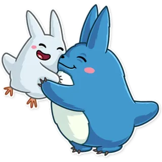 🤗 schattig, cartoon, konijn, knuffelen, kawaii telegram sticker