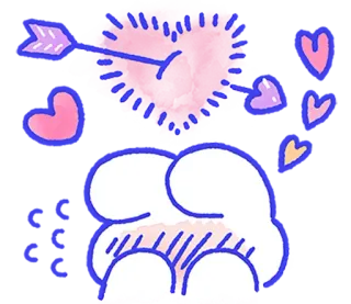 ❤️ coeur, amour, flèche, mignon, saint-valentin, gribouillage, rose, dessin telegram sticker