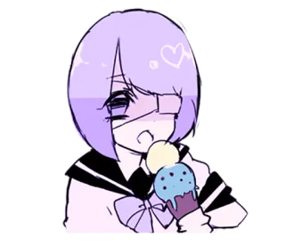 😮 Anime, Mädchen, Eis, Süß, Cartoon whatsapp sticker
