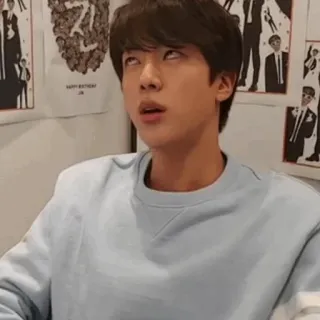 🐚 Jin K-pop, Meme, Divertente, Idol, Cantante, Espressione, Faccia, Jin BTS telegram sticker