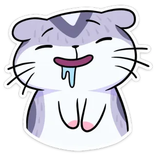 🤤 猫, よだれ, かわいい, 動物, マンガ, カワイイ telegram sticker