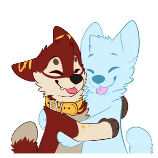 ❤️ perro, abrazando, lindo, amigable, dibujos animados, animales, amistad telegram sticker