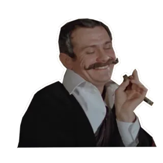 😁 man, cigar, mustache, smug, portrait, actor telegram sticker
