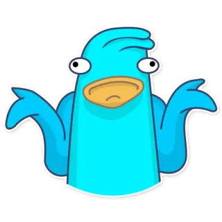 🤷 만화, 캐릭터, 새, 질문, 어깨를 으쓱, 파란색 telegram sticker