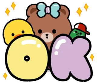⭐ OK 곰, 오리, OK, 귀여운, 스티커 telegram sticker