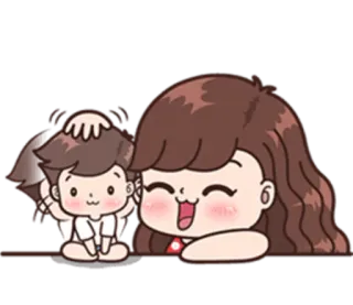 😄 dessin animé, mignon, amour, couple, joyeux telegram sticker