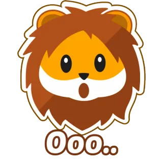 😮 Ooo... leone, cartone animato, carino, animale, adesivo, espressione, scioccato telegram sticker