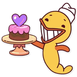 ❤️ утка, торт, десерт, мультфильм, милый, пекарня, сердце telegram sticker