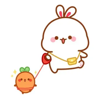 🍼 conejo, zanahoria, mono, kawaii, animal, mascota telegram sticker
