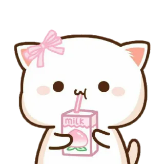 🐼 MILK кот, молоко, милый, персик, каваий, напиток, животное telegram sticker