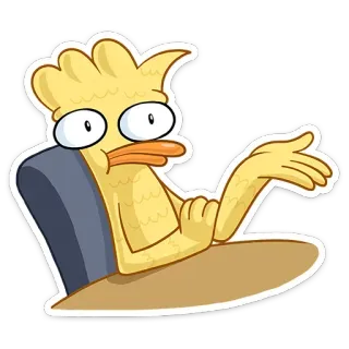 😁 pato, desenho animado, engraçado, pássaro, confuso, personagem telegram sticker