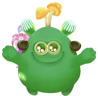 👐 mostro, creatura, verde, felice, fantasy, pianta, cartone animato telegram sticker