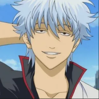🧊 Gintoki Sakata Gintama Anime, Personnage, Sourire, Cheveux Blancs telegram sticker