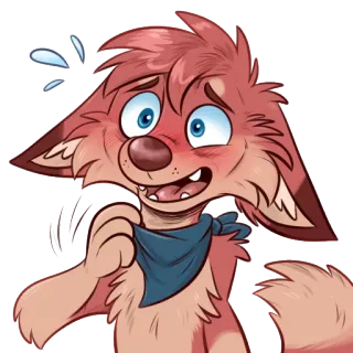 💦 renard, furry, transpirant, nerveux, dessin animé, animal telegram sticker