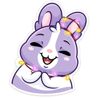 ☺️ conejo, lindo, luces, animal, dibujos animados, pegatina telegram sticker