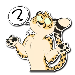 ❓ 치타, 동물, 질문, 혼란스러움, 포유류 telegram sticker
