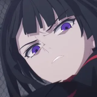 🤬 Anime, En colère, Fille, Yeux violets, Cheveux noirs whatsapp sticker