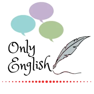 ✍️ Only English Angielski, Język, Pióro, Dymki telegram sticker