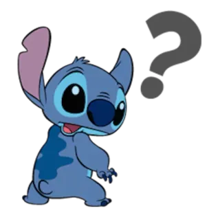 😜 Stitch стич, лило и стич, дисней, мультфильм, вопрос, инопланетянин, милый telegram sticker