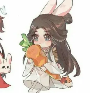❤️ 兔子, 胡萝卜, 可爱, 动漫, Q版, 卡哇伊, 卡通 whatsapp sticker