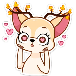 🥰 veado, animal, fofo, coração, desenho animado, adesivo, amor whatsapp sticker