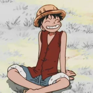 🌊 Monkey D. Luffy One Piece Anime, Junge, Lächeln, Cartoon, Pirat telegram sticker