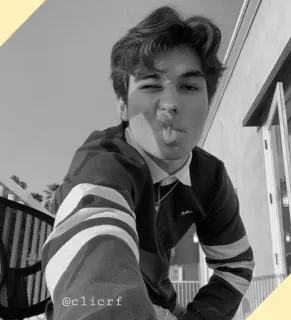 〽️ @clicrf orang, potret, hitam putih, kedipan mata, selfie, pria muda whatsapp sticker