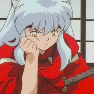 🐶 Inuyasha anime, postać, inuyasha, pies, uszy, czerwony telegram sticker