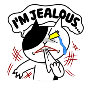 😍 I'M JEALOUS... кот, ревнивый, животное, мультфильм, милый, зависть, эмоция telegram sticker