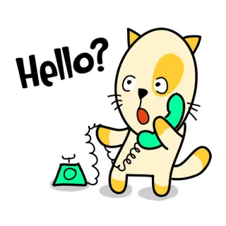 📞 Hello? 고양이, 전화, 안녕하세요, 만화, 동물, 소통 telegram sticker