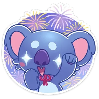 🕺 koala, carino, kawaii, animale, scintillio, fuochi d'artificio telegram sticker
