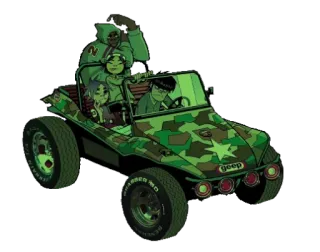 🚗 geep cartone animato, veicolo, auto, Gorillaz, musica, gruppo telegram sticker