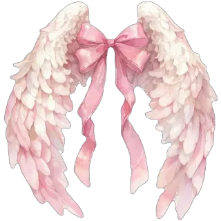 🪽 angel wings, pink bow, aesthetic, pastel, cute, feathers, fantasy, decoration telegram sticker