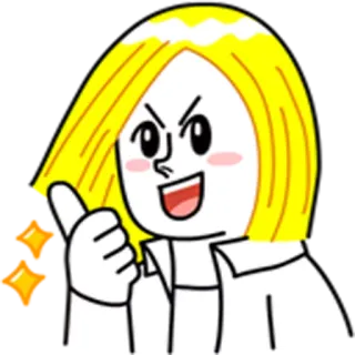 👍 ถูกใจ, โอเค, อนุมัติ, ผู้หญิง, ผมบลอนด์ telegram sticker