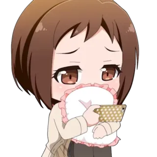 😔 Anime, Chibi, Smutne, Dziewczyna, Słodkie, Kawaii, Emocjonalne, Telefon telegram sticker