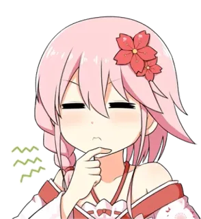 🤔 Anime, Mangá, Bonito, Kawaii, Pensando, Garota, Chibi whatsapp sticker