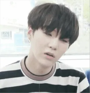 🍍 person, male, kpop, min yoongi, stripes, portrait telegram sticker