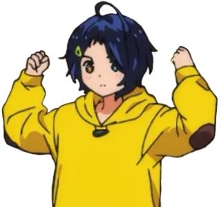 💪 Ai Ohto Wonder Egg Priority Anime, Manga, süß, kawaii, gelber Hoodie, Ai Ohto, Wonder Egg Priority telegram sticker