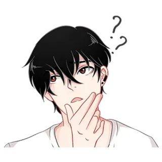 ⁉️ anime, pytający, myślący, zmieszany, mężczyzna, chłopak whatsapp sticker