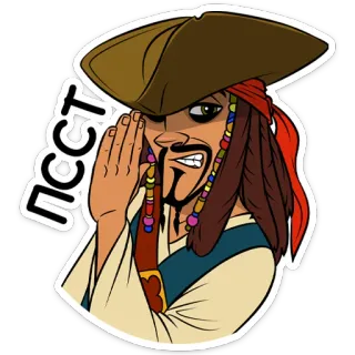 🤫 Jack Sparrow Pirates of the Caribbean Псст! pirate, captain, jack sparrow, movie, cartoon telegram sticker